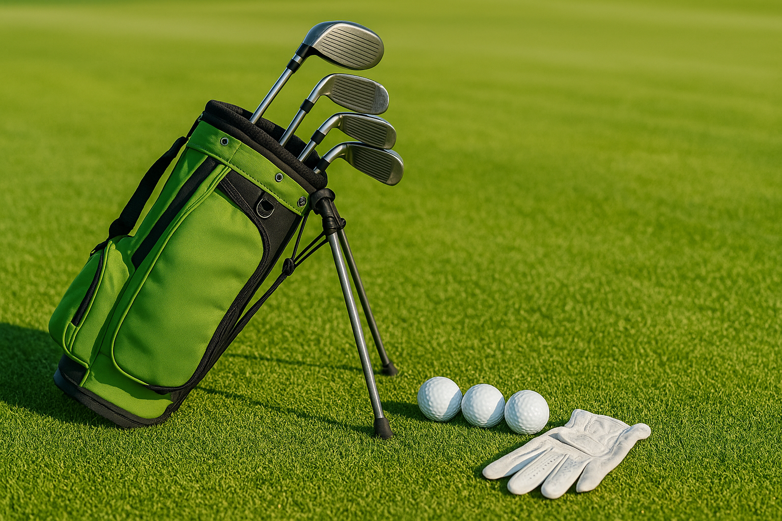 Accessoires golf débutant : sac, clubs, balles et gants